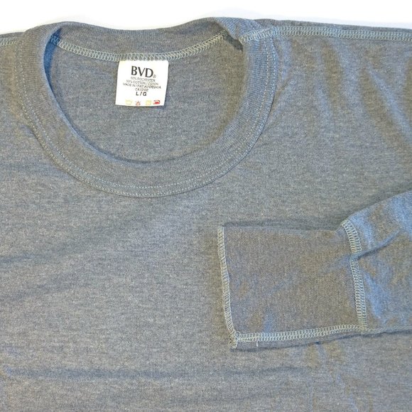 Vintage BVD Long Sleeve Tee Gray Visible Stitching 50/50 M / L - NEW OLD STOCK - Picture 3 of 5